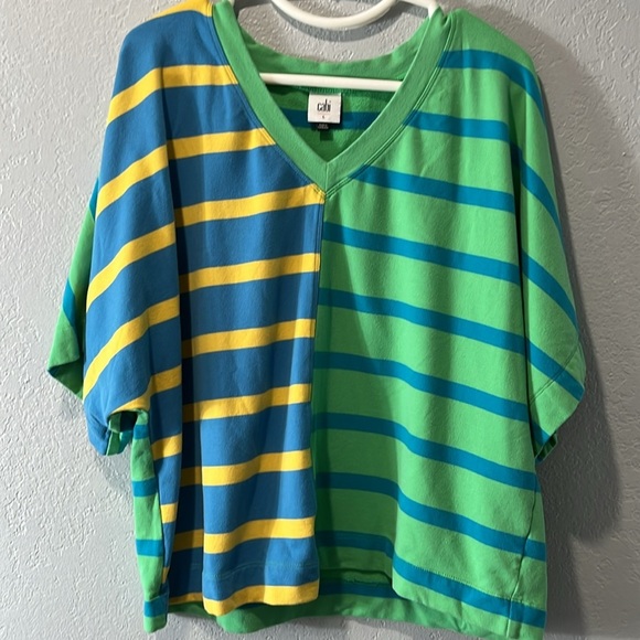 Cabi Size Medium V-neck Dolman Sleeves Oversized French Terry Cabana Top #6213 - Picture 3 of 6